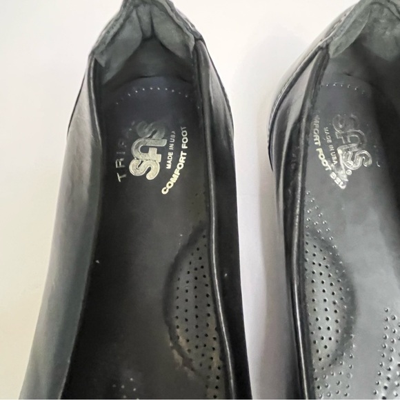 SAS Coco Tripad Comfort Women's Black Leather Patent Bow Slip On Flats Size 8 W - Picture 5 of 15